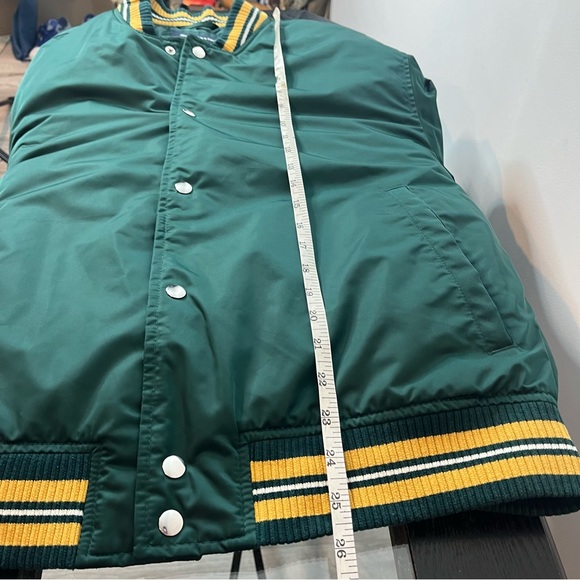 Abercrombie & Fitch Men's Medium Green Varsity Style Bomber Jacket Team Colors - Picture 10 of 11
